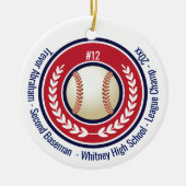 Baseball Champion Player School Red, White Blue Keramisch Ornament (Voorkant)