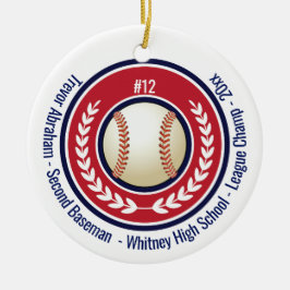 Baseball Champion Player School Red, White Blue Keramisch Ornament