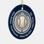 Baseball Champion Player School Silver Grey Blue Keramisch Ornament (Rechts)