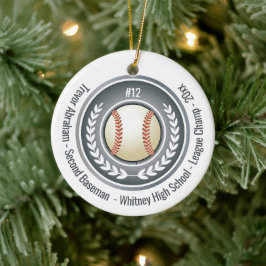Baseball Champion Player School Silver Grey Keramisch Ornament