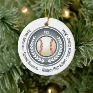 Baseball Champion Player School Silver Grey Keramisch Ornament