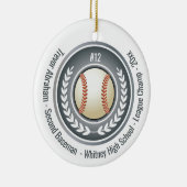 Baseball Champion Player School Silver Grey Keramisch Ornament (Rechts)