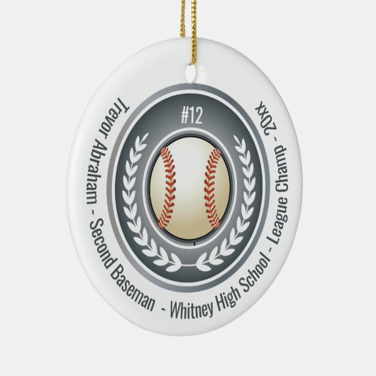 Baseball Champion Player School Silver Grey Keramisch Ornament (Rechts)