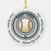 Baseball Champion Player School Silver Grey Keramisch Ornament (Voorkant)