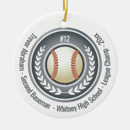 Baseball Champion Player School Silver Grey Keramisch Ornament