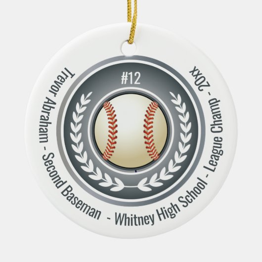 Baseball Champion Player School Silver Grey Keramisch Ornament (Voorkant)