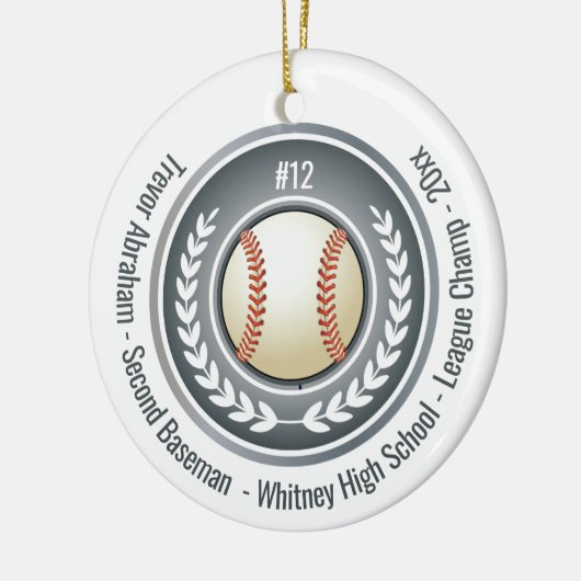 Baseball Champion Player School Silver Grey Keramisch Ornament (Links)