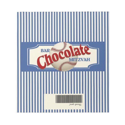  Baseball Chocolate Bar Wrapper Notitieblok (Voorkant)