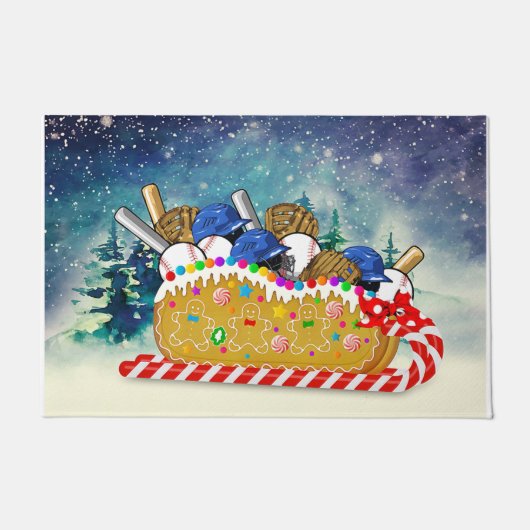 Baseball Christmas Doormat, Lovely Christmas Gift Deurmat (Voorkant)