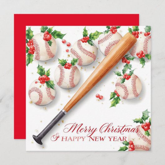Baseball Christmas  Feestdagenkaart (Voorkant / Achterkant)