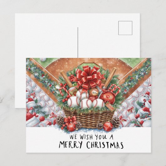 Baseball Christmas  Feestdagenkaart (Voorkant / Achterkant)