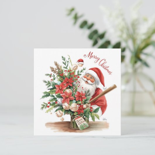 Baseball Christmas  Feestdagenkaart (Staand voorkant)