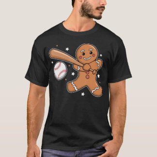 Baseball Christmas Gingerbread Man Baseball Xmas F T-shirt