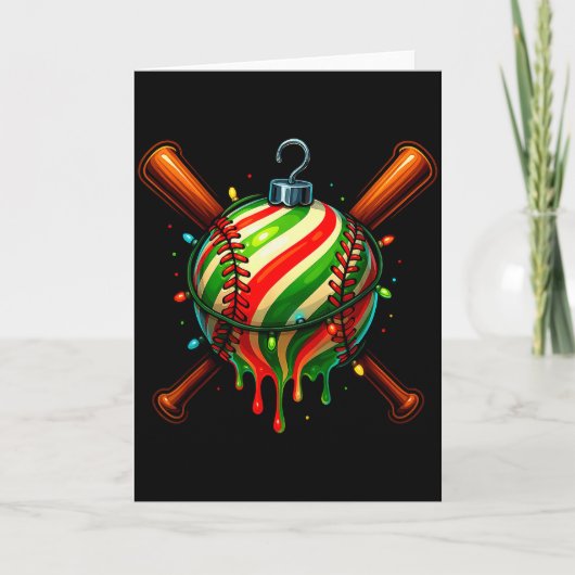 Baseball Christmas Ice Cream Drip Baseball Dripng  Kaart (Voorkant)