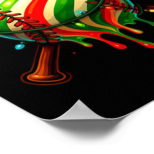 Baseball Christmas Ice Cream Drip Baseball Dripng  Poster (Hoek)