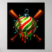 Baseball Christmas Ice Cream Drip Baseball Dripng  Poster (Voorkant)