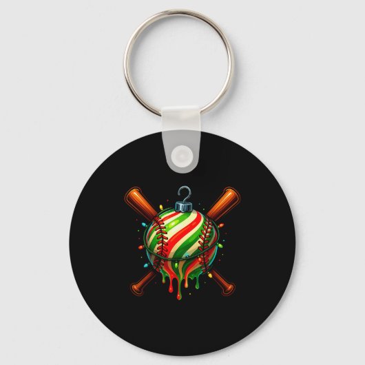 Baseball Christmas Ice Cream Drip Baseball Dripng  Sleutelhanger (Voorkant)