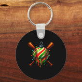 Baseball Christmas Ice Cream Drip Baseball Dripng  Sleutelhanger (Voorkant)