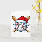 Baseball Christmas Lights Santa Christmas Baseball Kaart (Gele Bloem)