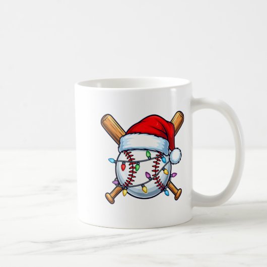 Baseball Christmas Lights Santa Christmas Baseball Koffiemok (Rechts)