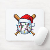 Baseball Christmas Lights Santa Christmas Baseball Muismat (Met muis)