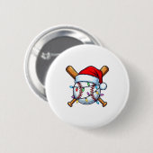 Baseball Christmas Lights Santa Christmas Baseball Ronde Button 5,7 Cm (Voorkant /achterkant)