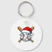 Baseball Christmas Lights Santa Christmas Baseball Sleutelhanger (Voorkant)