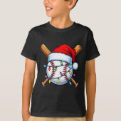 Baseball Christmas Lights Santa Christmas Baseball T-shirt (Voorkant)
