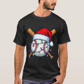 Baseball Christmas Lights Santa Christmas Baseball T-shirt (Voorkant)