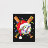 Baseball Christmas Lights Santa Hat Baseball Playe Kaart (Voorkant)