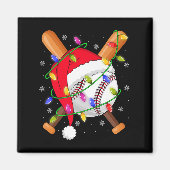 Baseball Christmas Lights Santa Hat Baseball Playe Magneet (Voorkant)