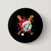 Baseball Christmas Lights Santa Hat Baseball Playe Ronde Button 5,7 Cm (Voorkant)