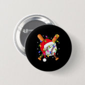 Baseball Christmas Lights Santa Hat Baseball Playe Ronde Button 5,7 Cm (Voorkant /achterkant)