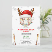 Baseball Christmas Party Invitation Kaart (Staand voorkant)