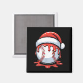 Baseball Christmas Santa Hat Dripng Festive Holida Magneet (Voorkant / Achterkant)