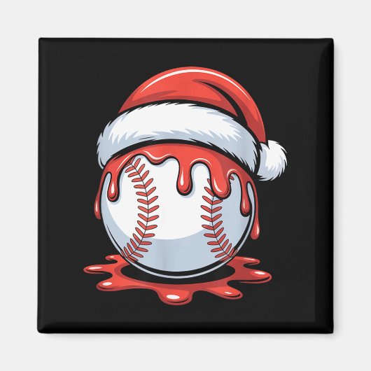 Baseball Christmas Santa Hat Dripng Festive Holida Magneet (Voorkant)