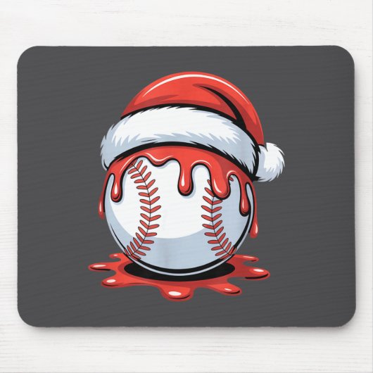 Baseball Christmas Santa Hat Dripng Festive Holida Muismat (Voorkant)