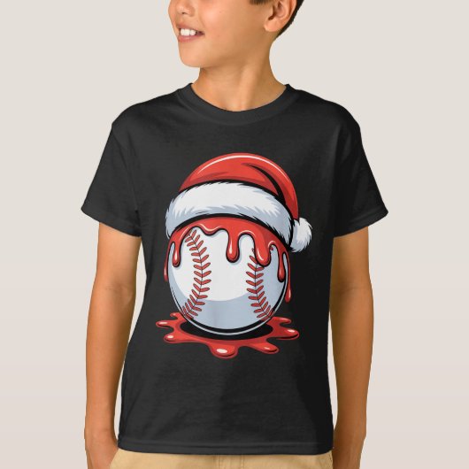 Baseball Christmas Santa Hat Dripng Festive Holida T-shirt (Voorkant)