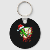 Baseball Christmas Santa Hat Dripng Ice Cream Xmas Sleutelhanger (Voorkant)