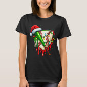 Baseball Christmas Santa Hat Dripng Ice Cream Xmas T-shirt (Voorkant)