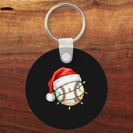 Baseball Christmas Shirt Funny Santa Hat Srt Men K Sleutelhanger (Voorkant)