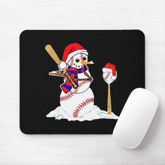 Baseball Christmas Snowman Playing Baseball  Muismat (Met muis)