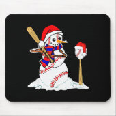Baseball Christmas Snowman Playing Baseball  Muismat (Voorkant)