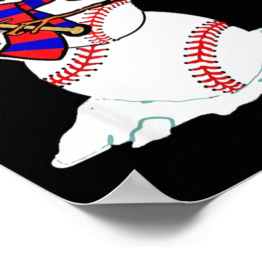 Baseball Christmas Snowman Playing Baseball  Poster (Hoek)