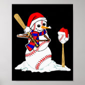 Baseball Christmas Snowman Playing Baseball  Poster (Voorkant)