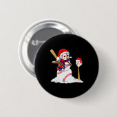 Baseball Christmas Snowman Playing Baseball  Ronde Button 5,7 Cm (Voorkant /achterkant)