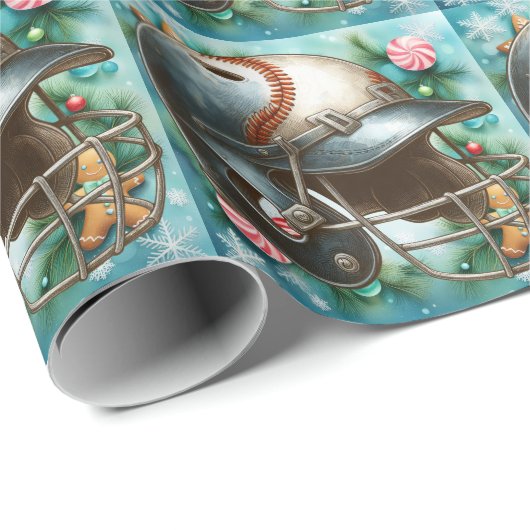 Baseball Christmas themed  Cadeaupapier (Rol Hoek)
