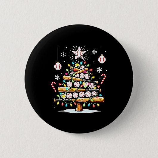 Baseball Christmas Tree Lights Ronde Button 5,7 Cm (Voorkant)