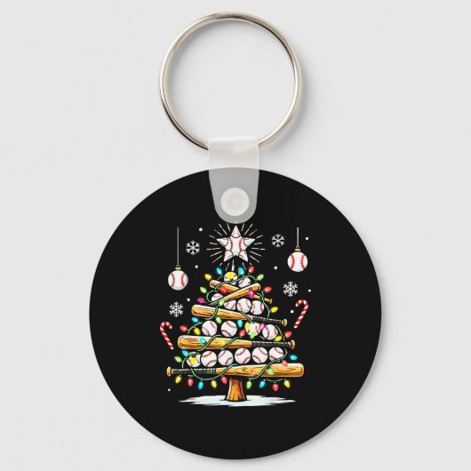 Baseball Christmas Tree Lights  Sleutelhanger (Voorkant)