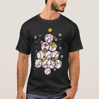 Baseball Christmas Tree Xmas Sports Player Men Wom T-shirt
